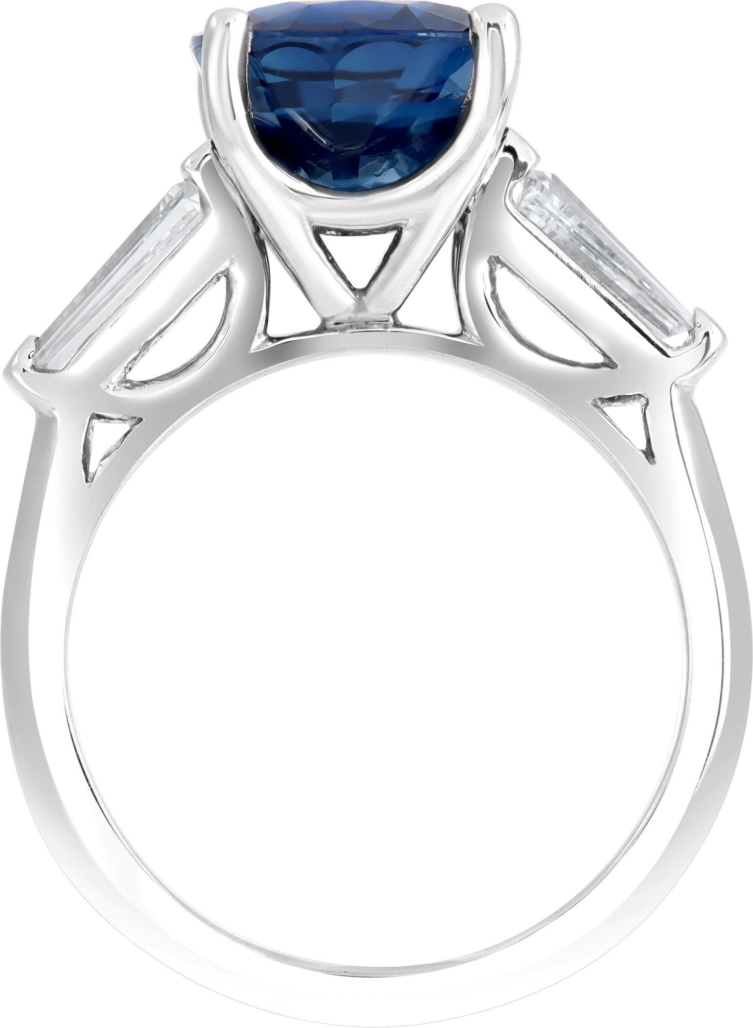 Platinring mit AGL-zertifiziertem Saphir und Diamant Damen im Angebot