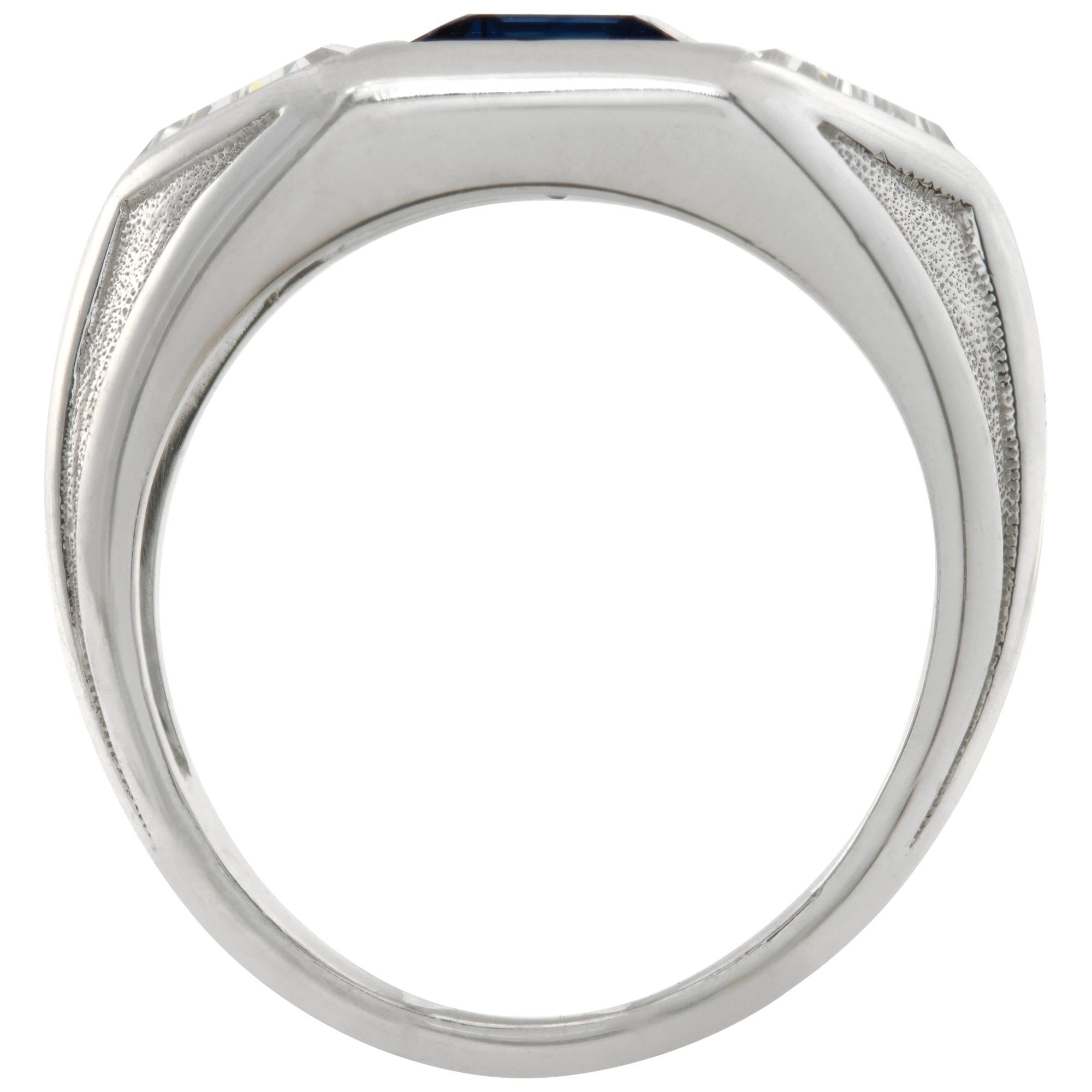 da uomo o donna Anello in platino con zaffiro e diamante certificato AGL in vendita