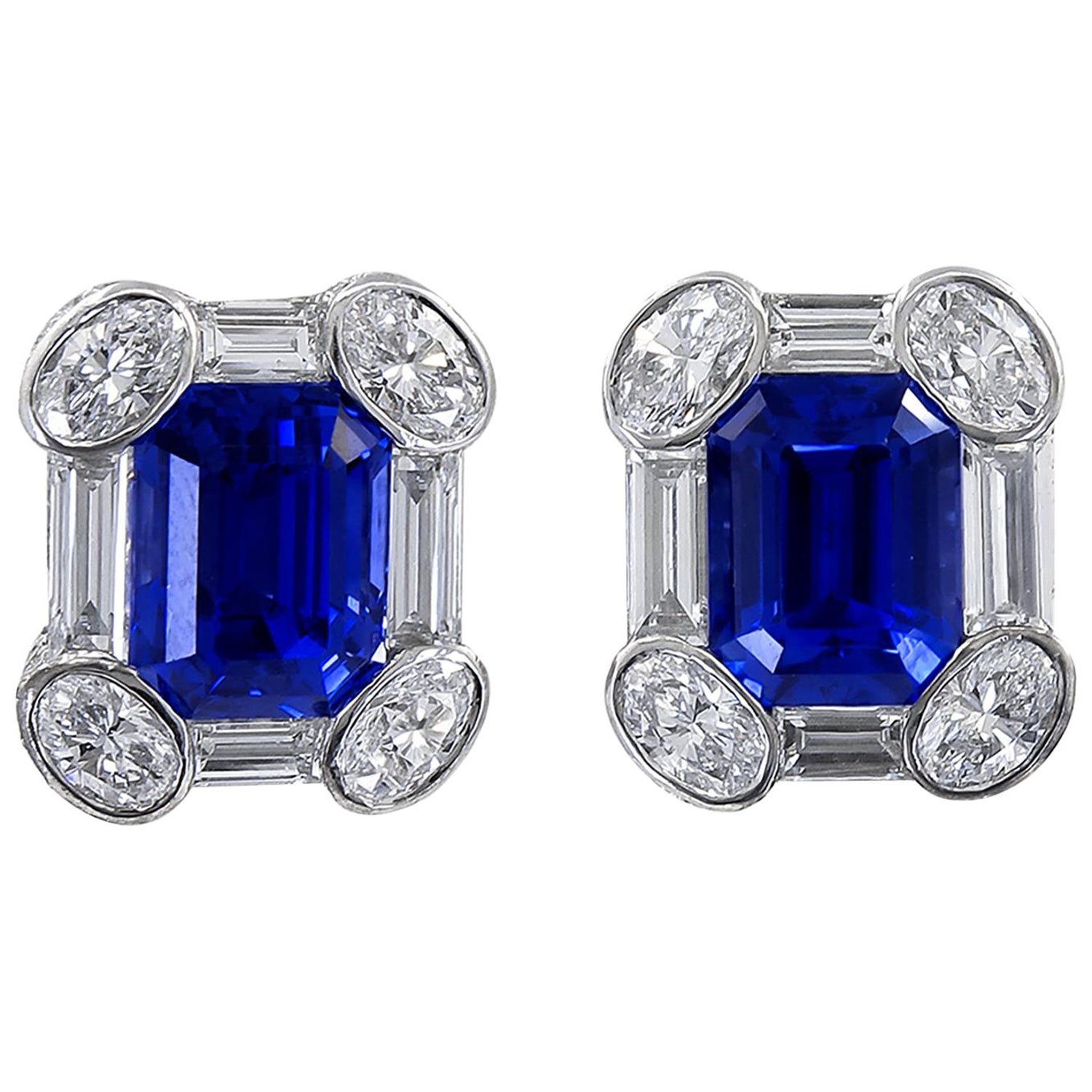 Spectra Fine Jewelry AGL Certified Sapphire Diamond Platinum Earrings For  Sale at 1stDibs