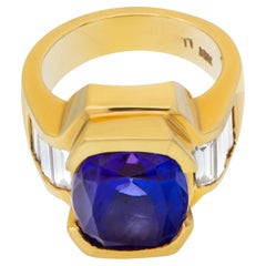 AGL Certified Striking Blue Gem Tanzanite 9.52 Carat Diamond Ring
