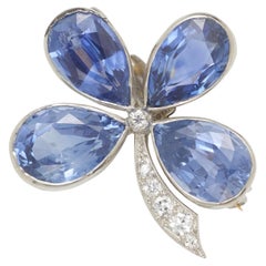 Brosche, AGL-zertifiziert Tiffany & Co Platin Ceylon Saphir Diamant
