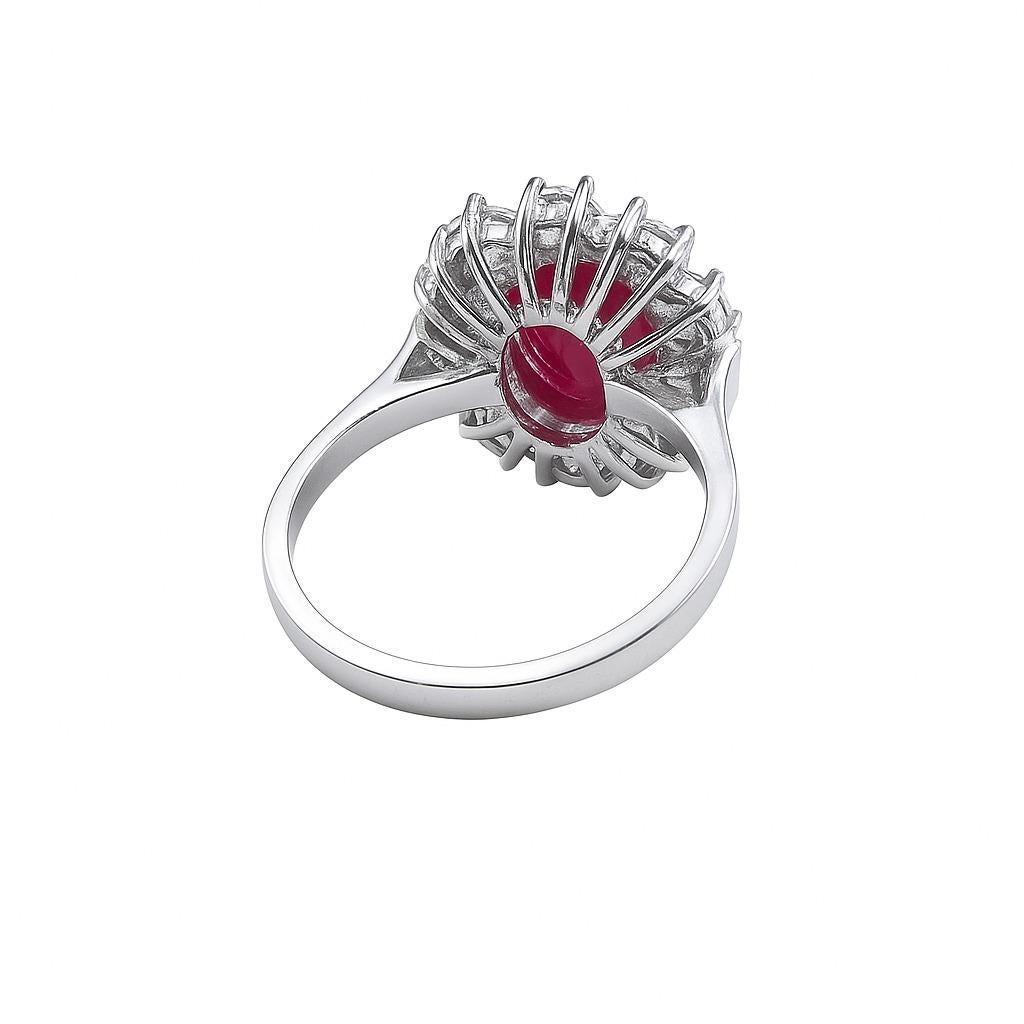 Anello in platino con rubino birmano non riscaldato e diamante certificato AGL In condizioni ottime in vendita a Chicago, IL