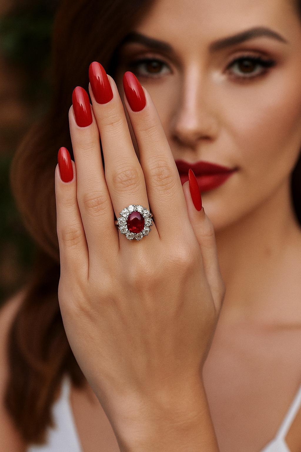 Donna Anello in platino con rubino birmano non riscaldato e diamante certificato AGL in vendita