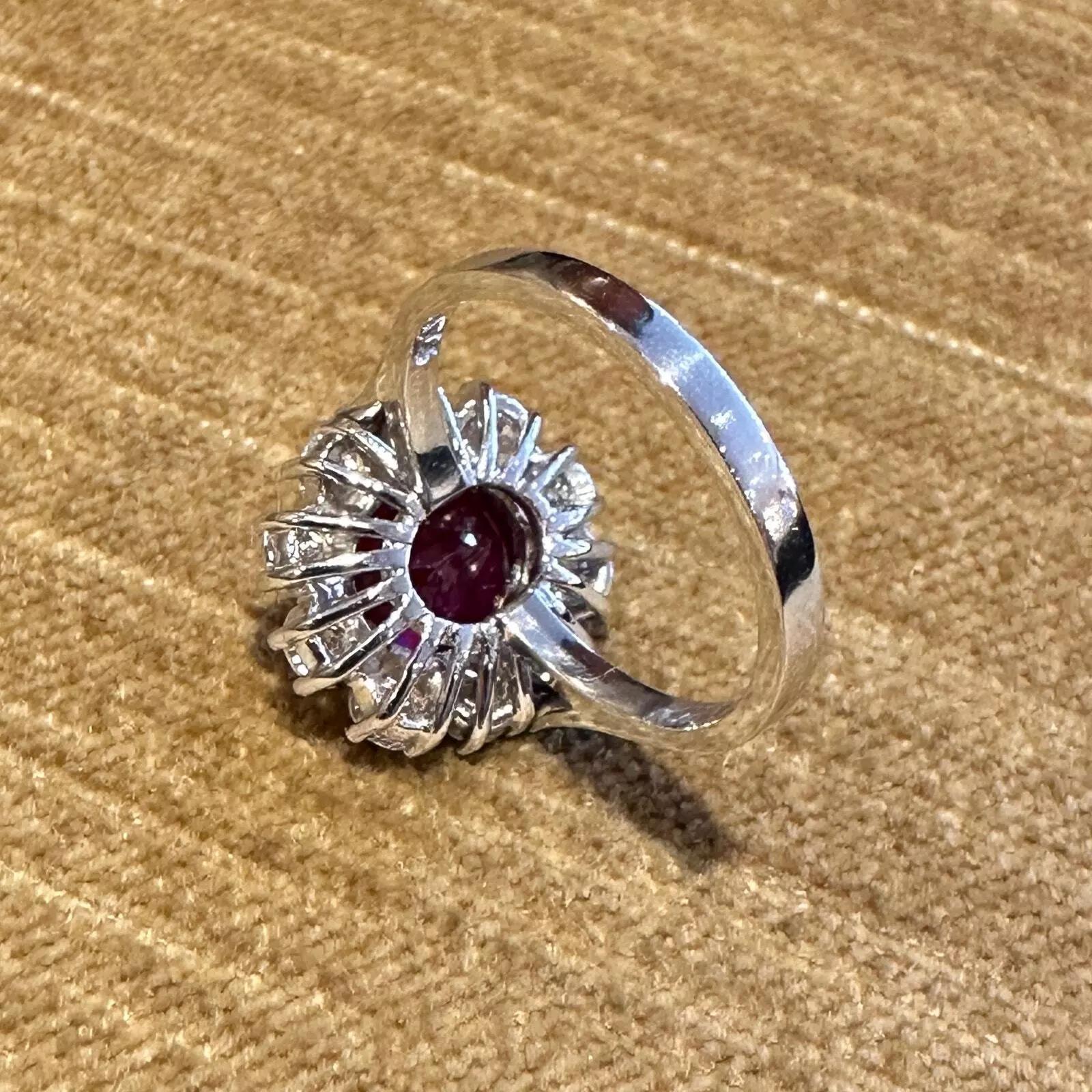 AGL Certified Unheated Cushion Ruby Ring with Diamonds in Platinum For Sale 3