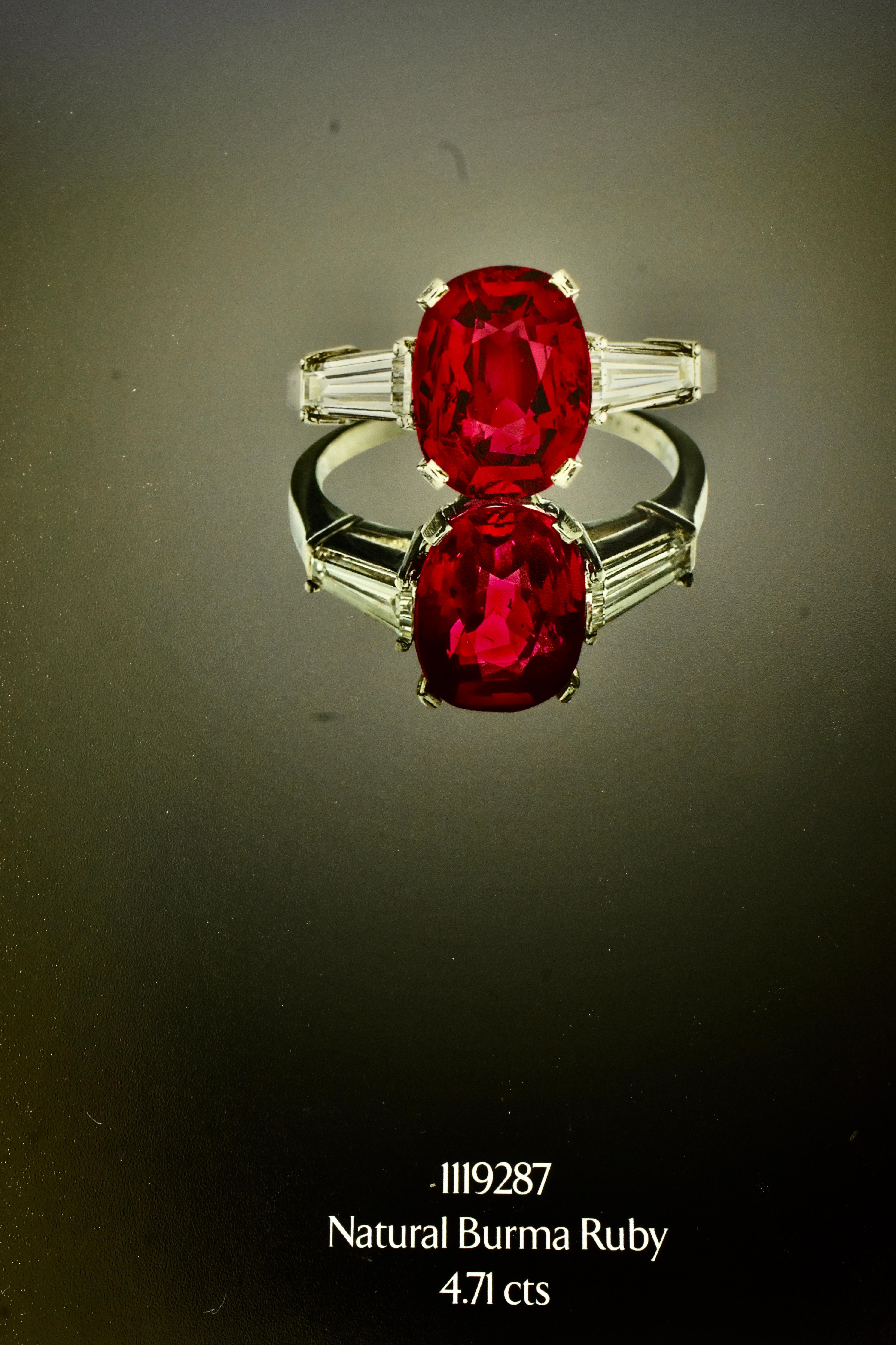 AGL Certified Unheated Gem Burma Ruby, 4.71 Cts., and Diamond Plat, Ring c. 1950 7