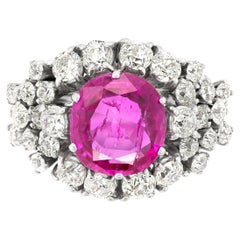 AGL Certified Retro 4.73 ct. Burma Ruby Cluster Ring