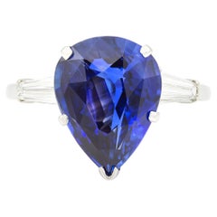 AGL Certified Vintage 7.04 Ct. Pear Shape Sapphire Ring