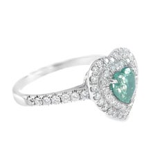 AGL Certified VS Fancy Green Diamond Heart 18K Gold Ring