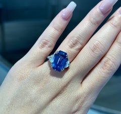 AGL Ceylon No Heat 14.58ct Sapphire Diamond Gold Ring
