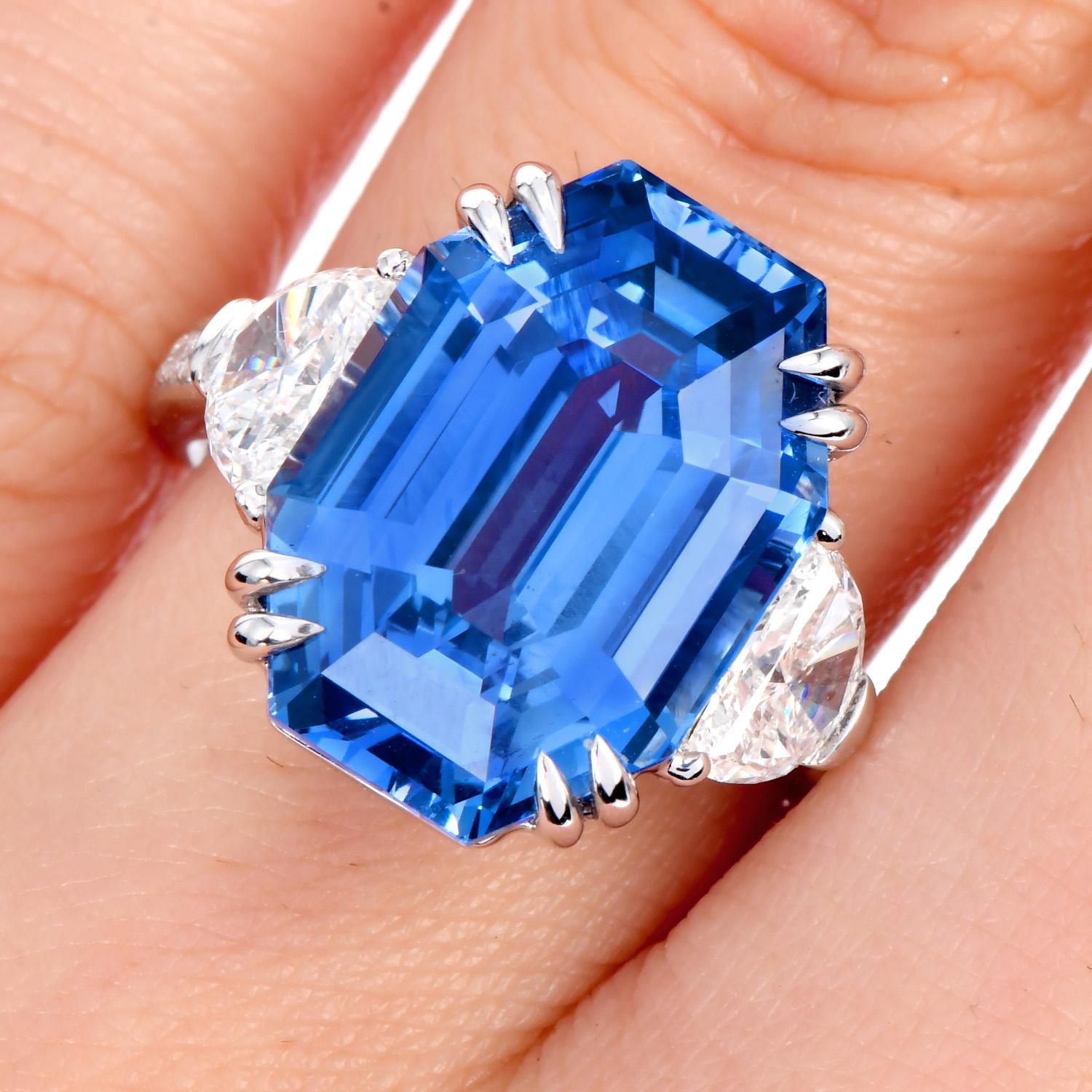 Goldring, AGL Ceylon unbehandelter 14,58 Karat Saphir Diamant für Damen oder Herren im Angebot