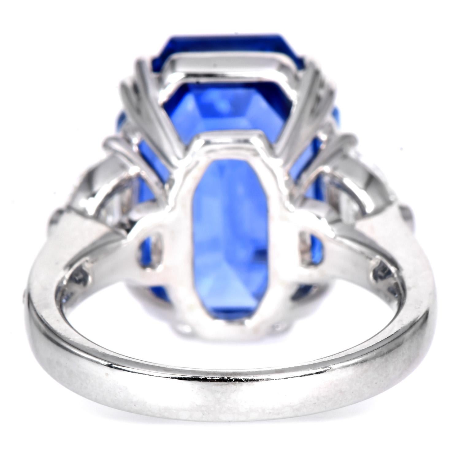 AGL Ceylon No Heat 14.58ct Sapphire Diamond Gold Ring For Sale 3