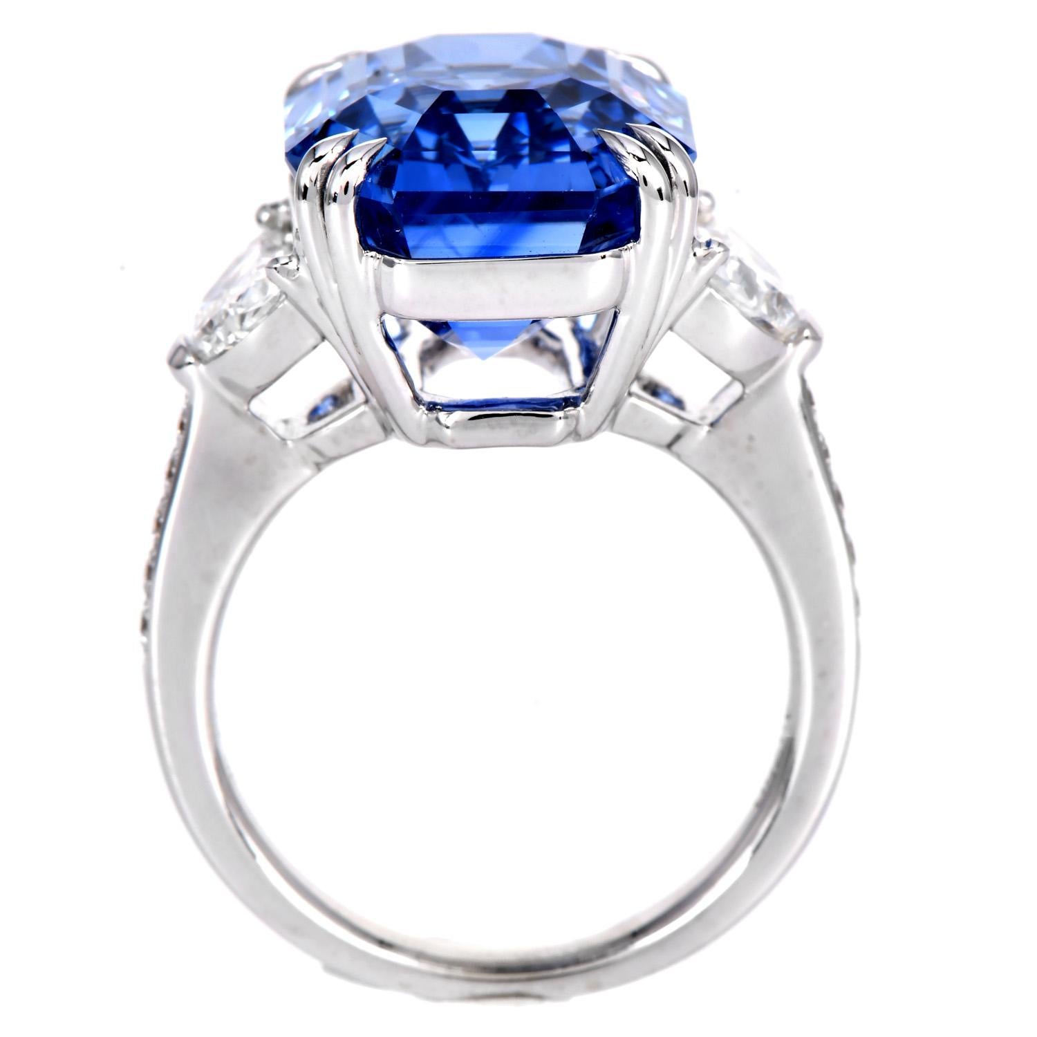 AGL Ceylon No Heat 14.58ct Sapphire Diamond Gold Ring For Sale 5