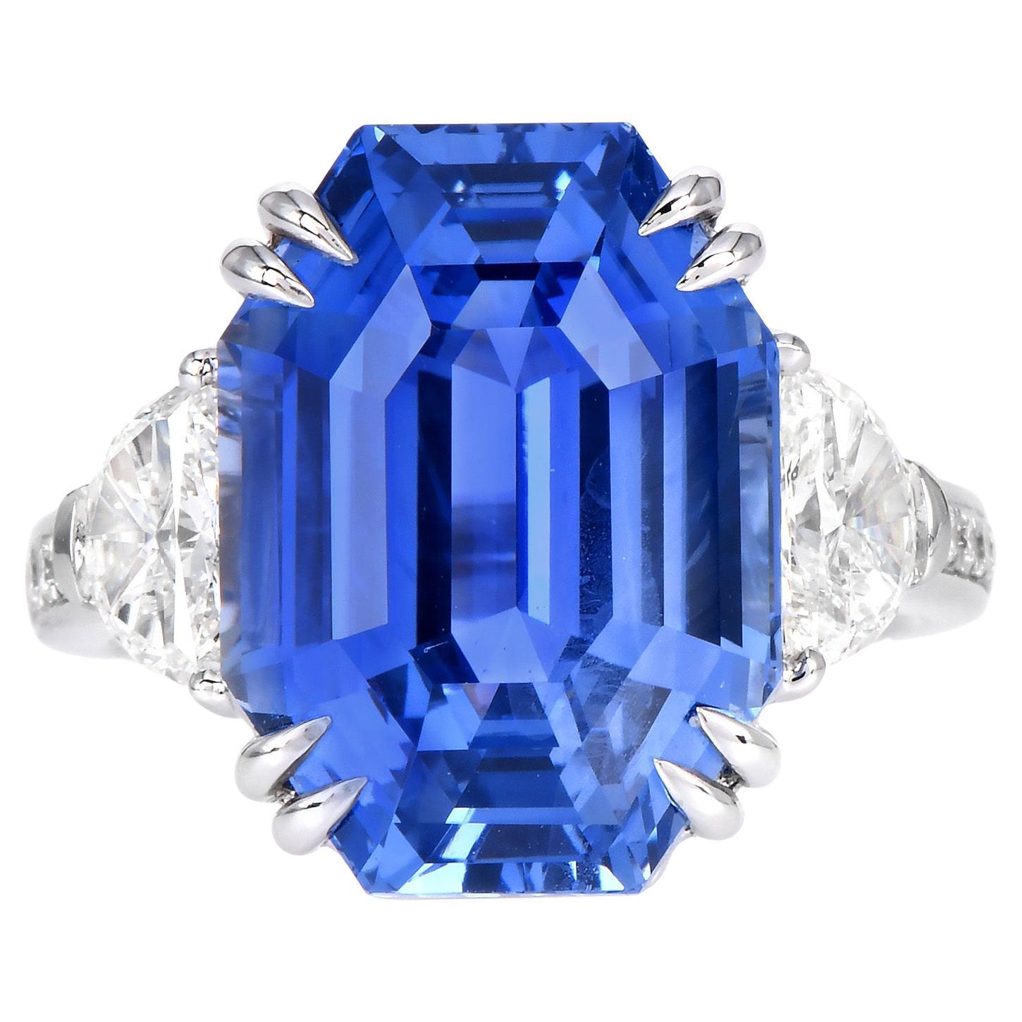 Goldring, AGL Ceylon unbehandelter 14,58 Karat Saphir Diamant