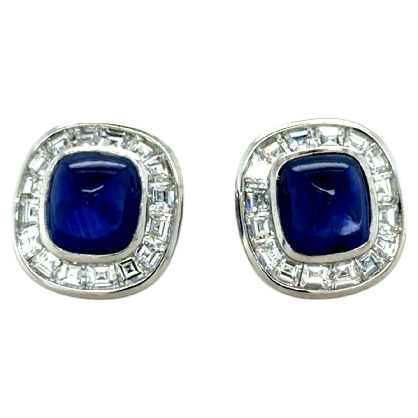 AGL Ceylon Sapphire and Diamond Earrings, Platinum