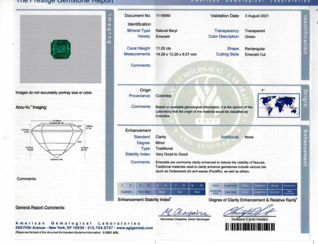 AGL Colombian Emerald and Diamond Cocktail Ring in Platinum For Sale 2