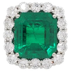 AGL Colombian Emerald and Diamond Cocktail Ring in Platinum