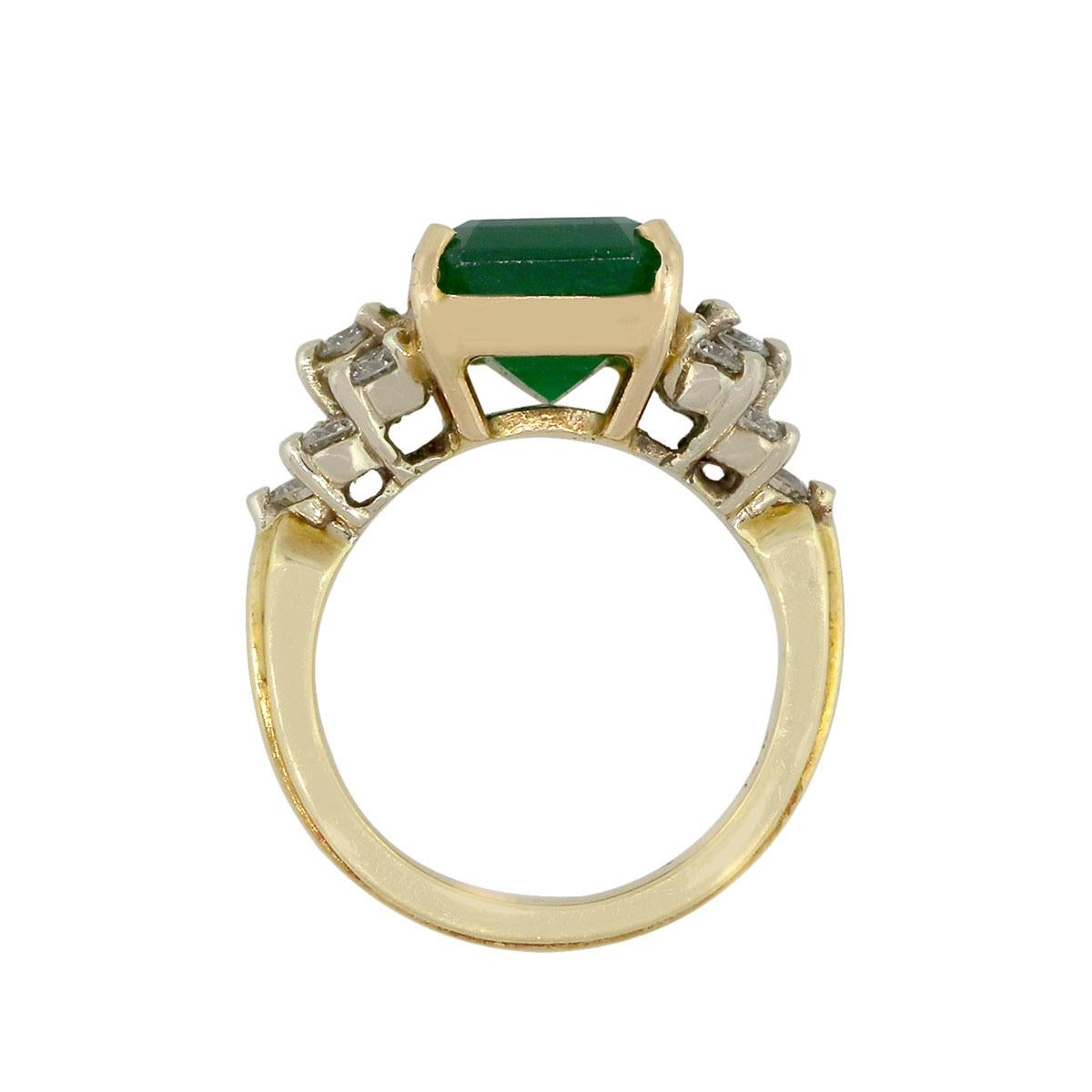 Emerald Cut AGL Emerald Ring with Diamonds