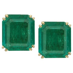 AGL GRS Certified 11 Carat Minor Oil Emerald Diamond Earrings