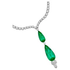 AGL GRS Certified 50 Ct. Emerald and Diamond 'Royal Gardens' Pendant-Necklace