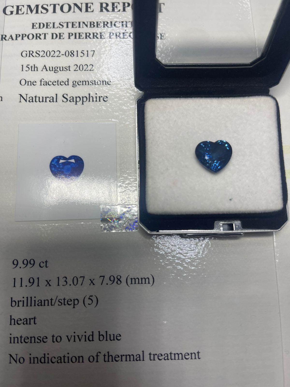 AGL/GRS Certified 9.99 Carat Unheated Sapphire For Sale 7