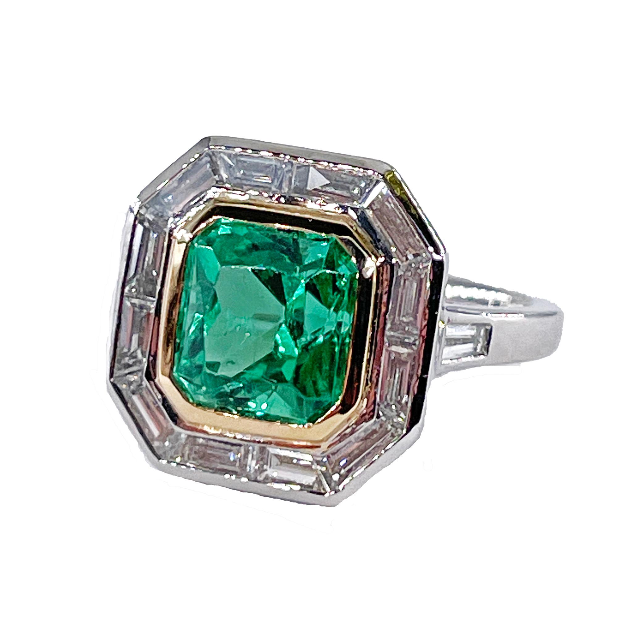 Seltene unbedeutende AGL 4,66ctw natürlichen grünen Smaragd Diamant Verlobung Jahrestag Platin 18K Ring

Der bezaubernde grüne Edelstein Smaragd macht seinem Ruf als König der Juwelen alle Ehre. Wenn Sie auf der Suche nach etwas anderem als einem