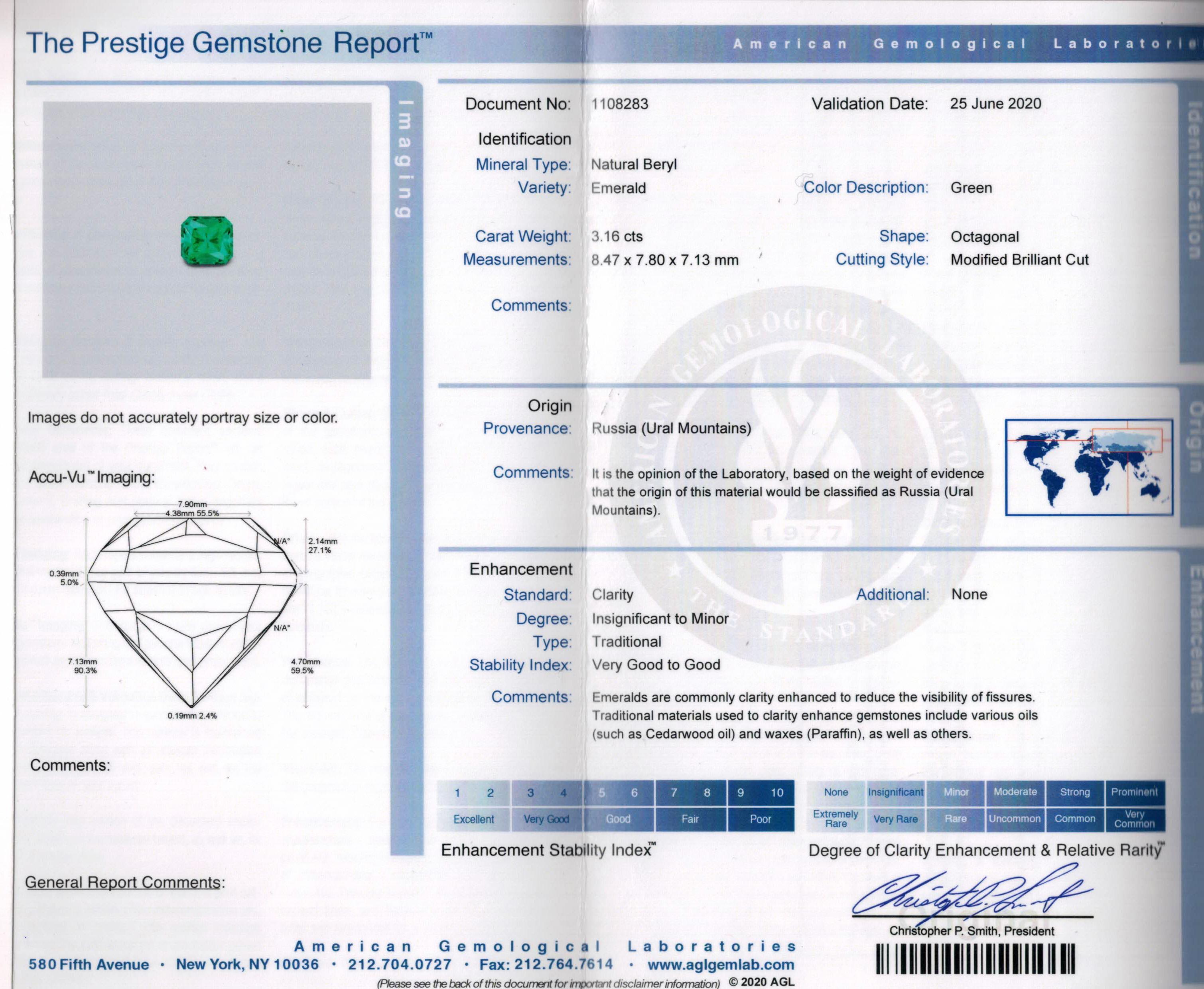  Platinring, AGL unbedeutender VVS 4,66ctw natürlicher grüner Smaragd Diamant Platin 18k (Smaragdschliff) im Angebot