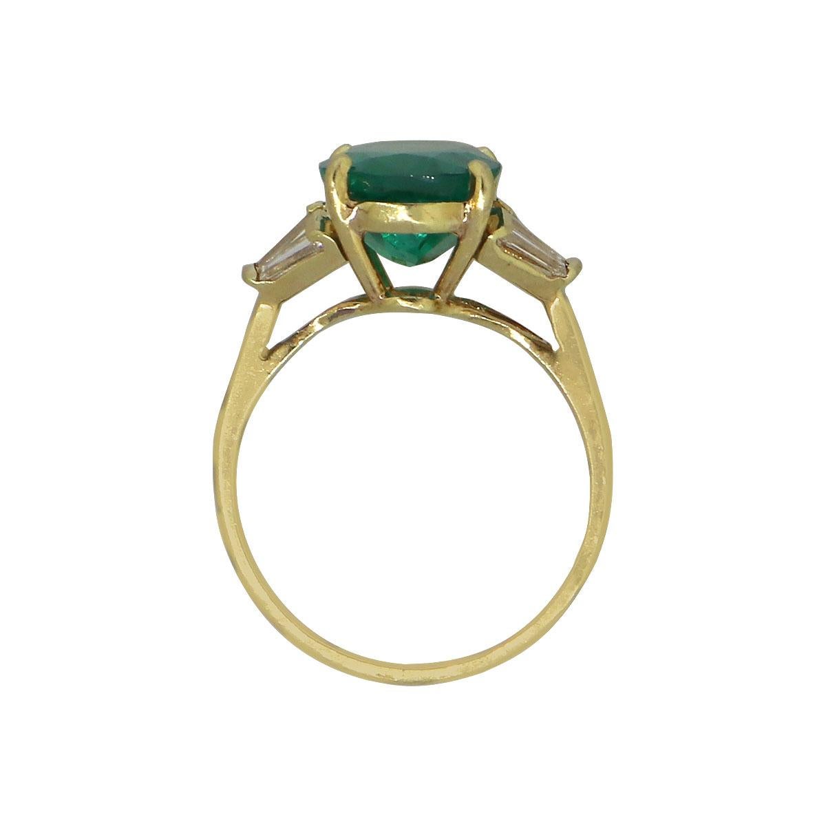 Oval Cut AGL Oval Emerald Ring with Diamonds