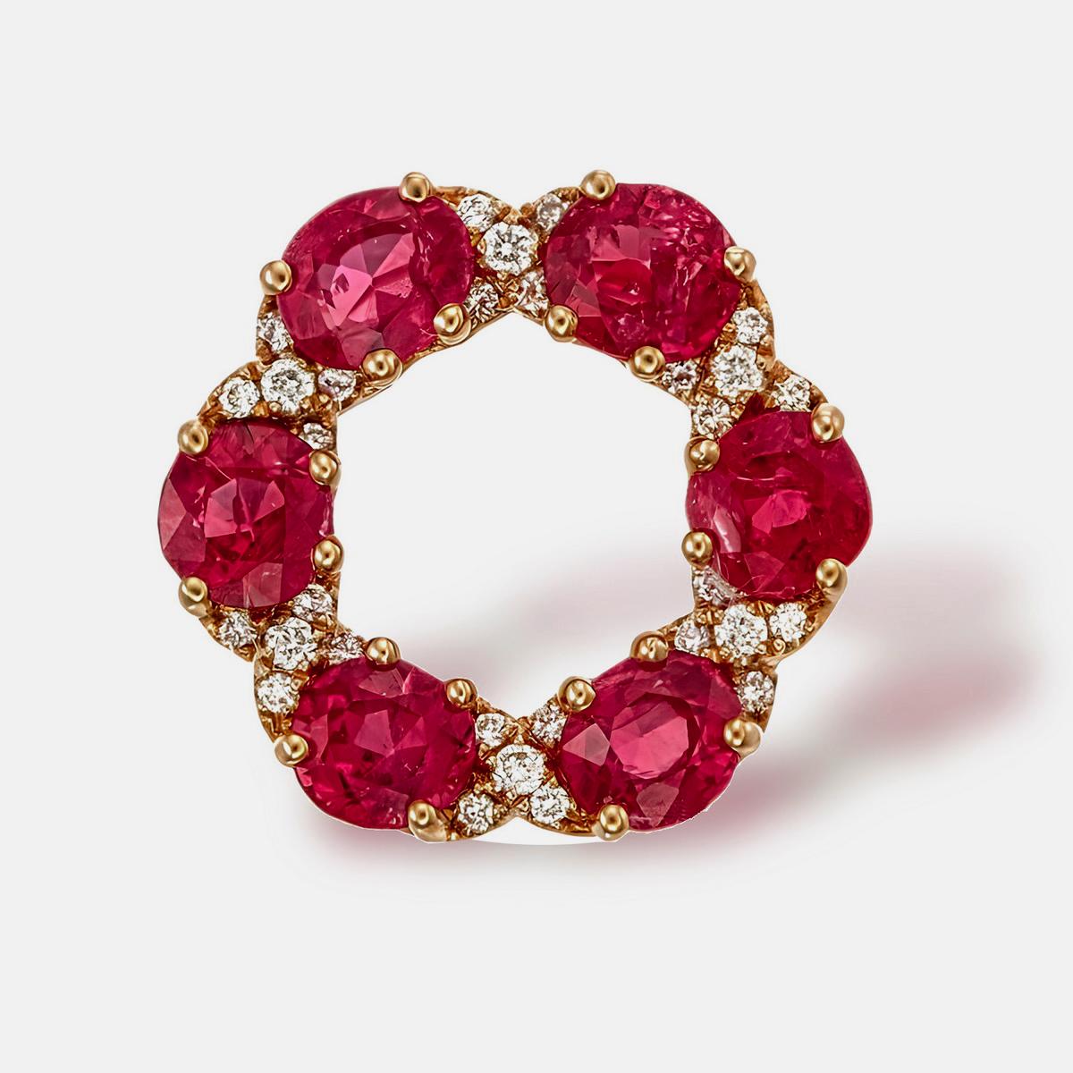 Oval Cut AGL Thai Certified 1.83 Carat Ruby Diamond Pendant in 18K Rose Gold