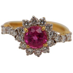 AGL Certified 1.89 Carat Burmese No Heat Ruby and Diamond Ring