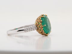 AGL Thai Certified 6.19 Carat Emerald Cocktail Ring