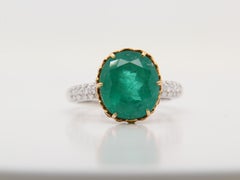 AGL Thai Certified 6.19 Carat Emerald Cocktail Ring