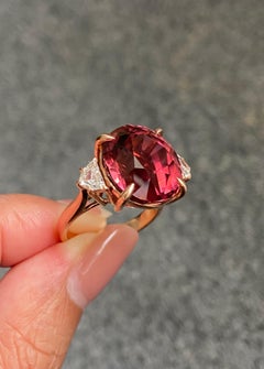 AGL Thai Certified Natural 18K Rubellite Tourmaline Cocktail Ring
