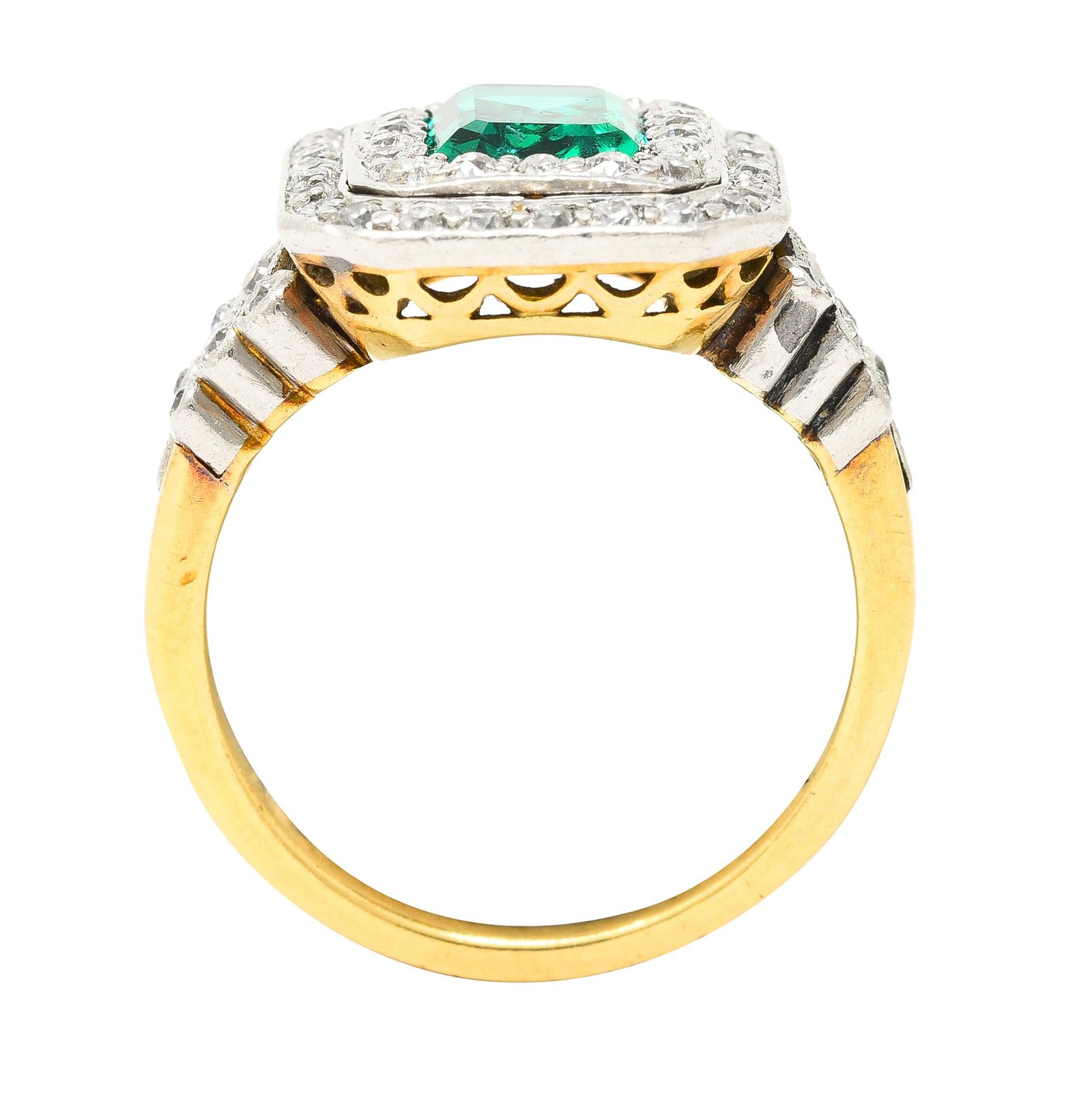 AGL Tiffany & Co. Edwardian 2.12 Carats Colombian Emerald Diamond Ring 3