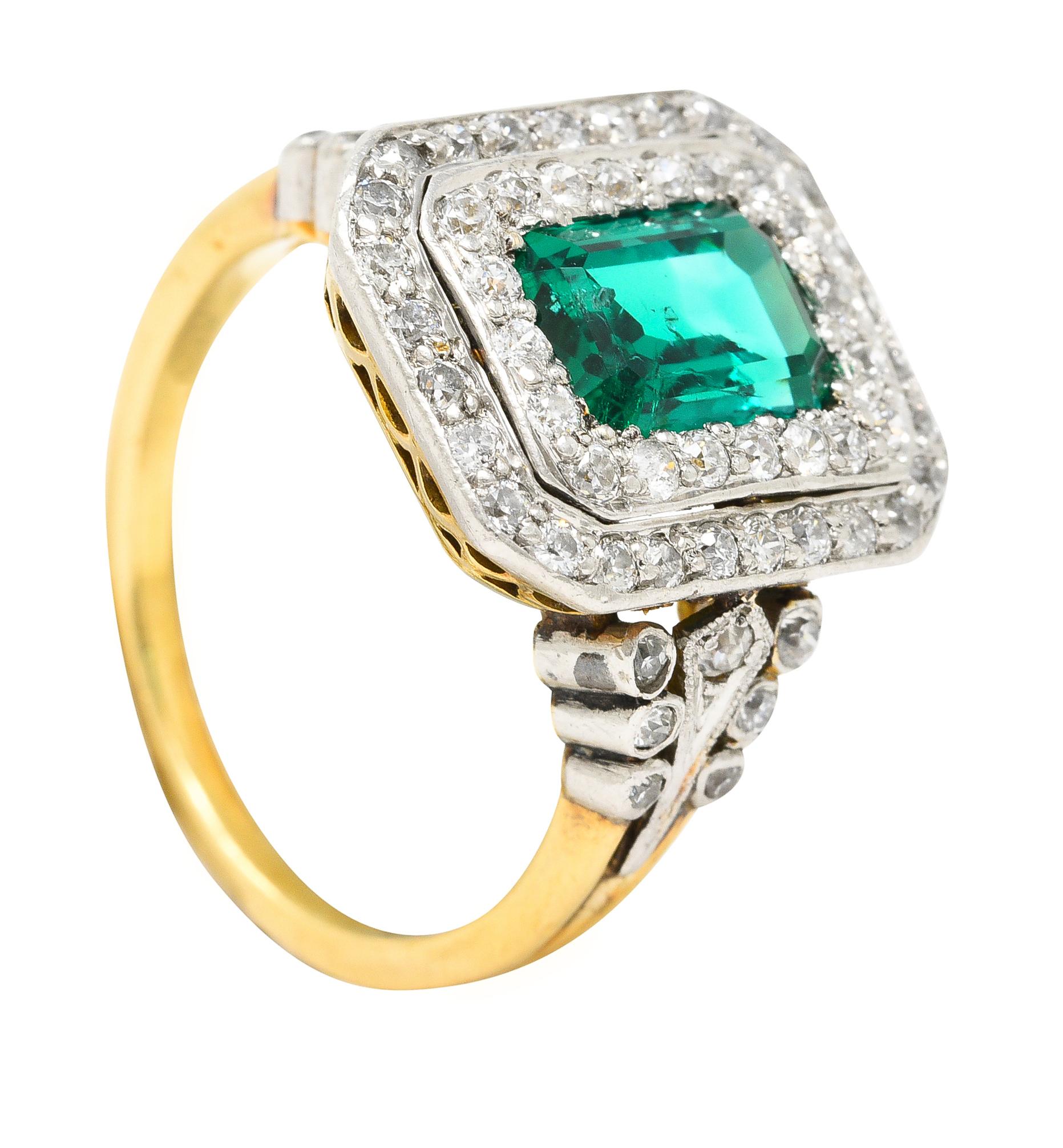 AGL Tiffany & Co. Edwardian 2.12 Carats Colombian Emerald Diamond Ring 5