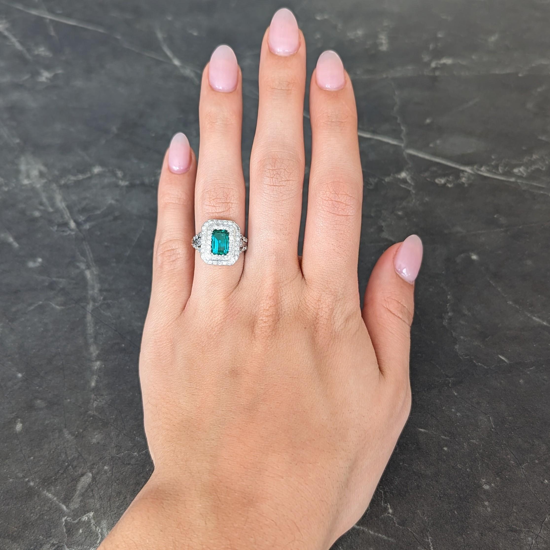 AGL Tiffany & Co. Edwardian 2.12 Carats Colombian Emerald Diamond Ring 7