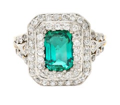 AGL Tiffany & Co. Edwardian 2.12 Carats Colombian Emerald Diamond Ring