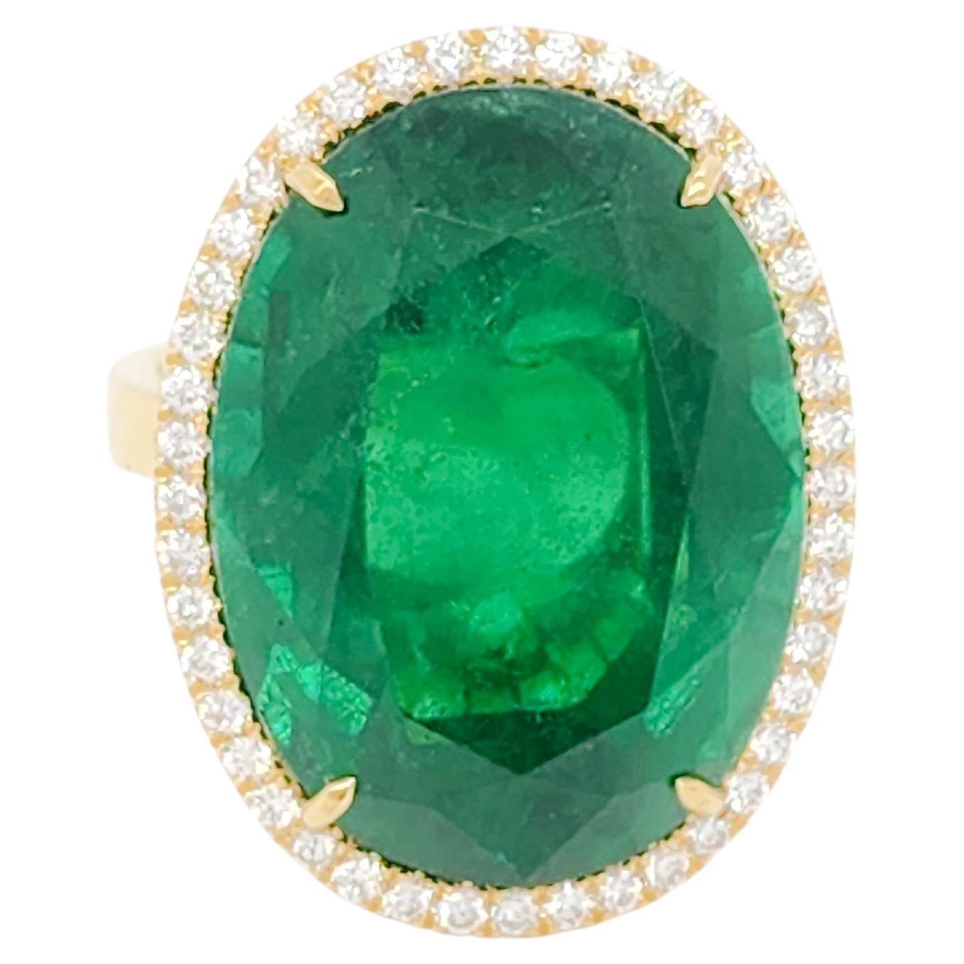 AGL Zambian Emerald and Diamond Cocktail Ring in Platinum