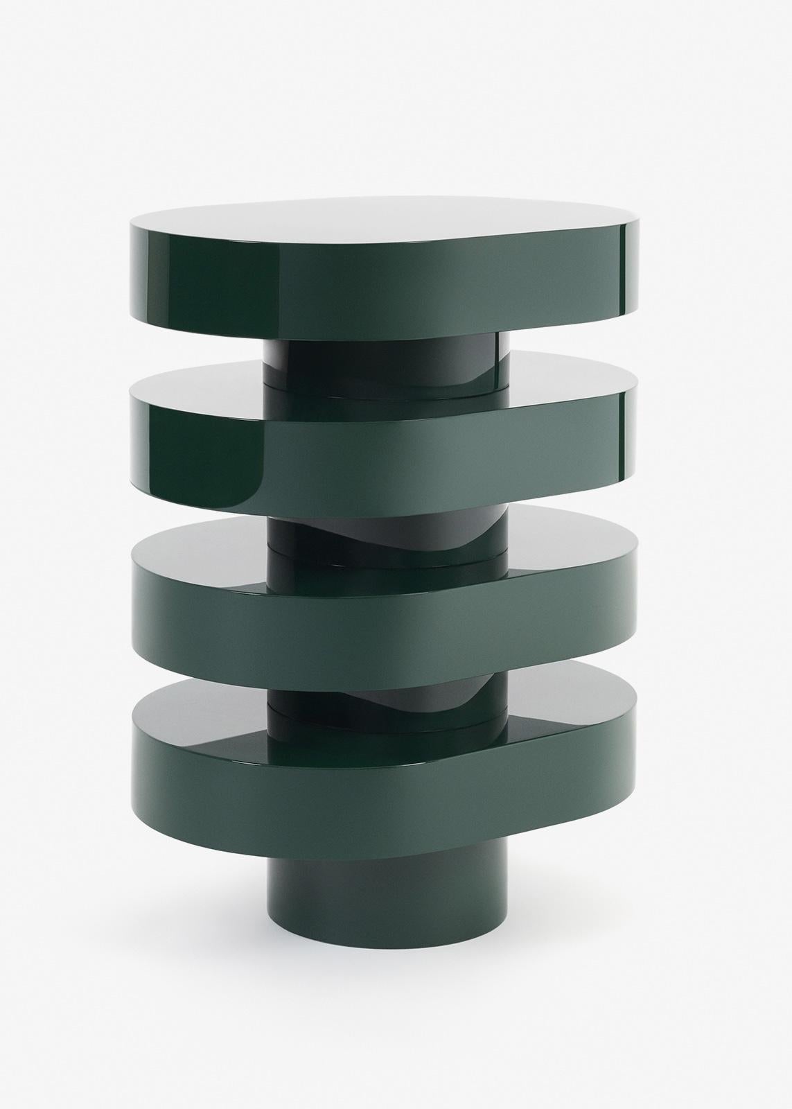 Named for the Greek Goddess of beauty, the Aglaé pedestal by up-and-coming French designer Joris Poggioli is constructed from tiers of lacquered MDF wood.

Custom colors available.
Available with 2 plates at 16.5 inches high ($2820)
Available