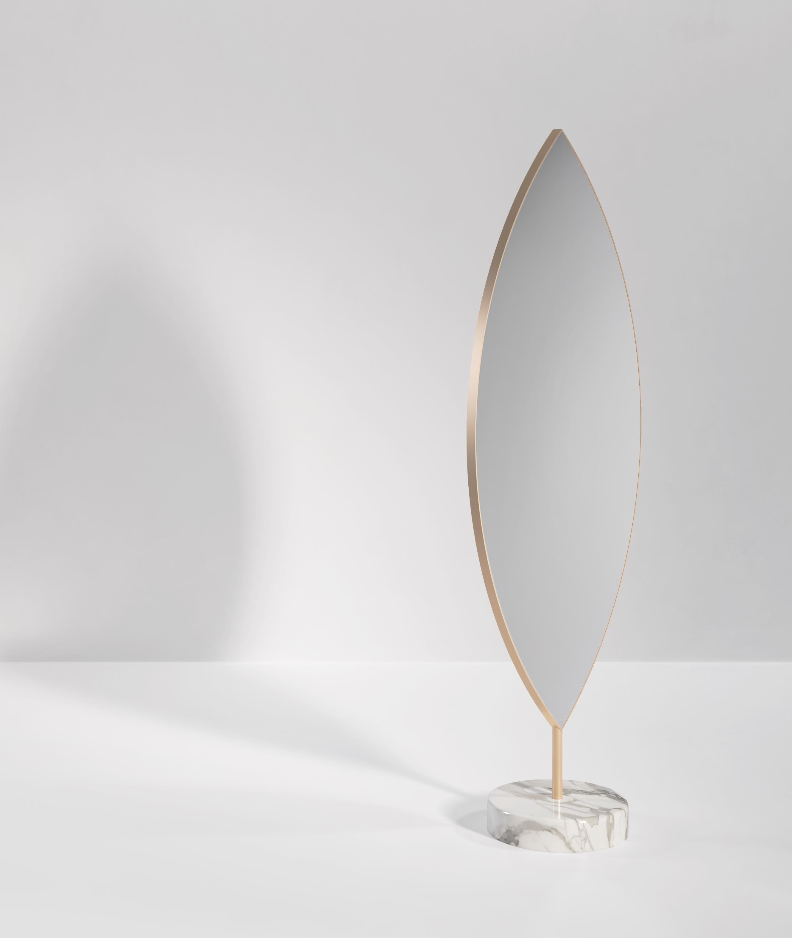 Modern Aglaia Contemporary Mirror in Metal and Marble For Sale