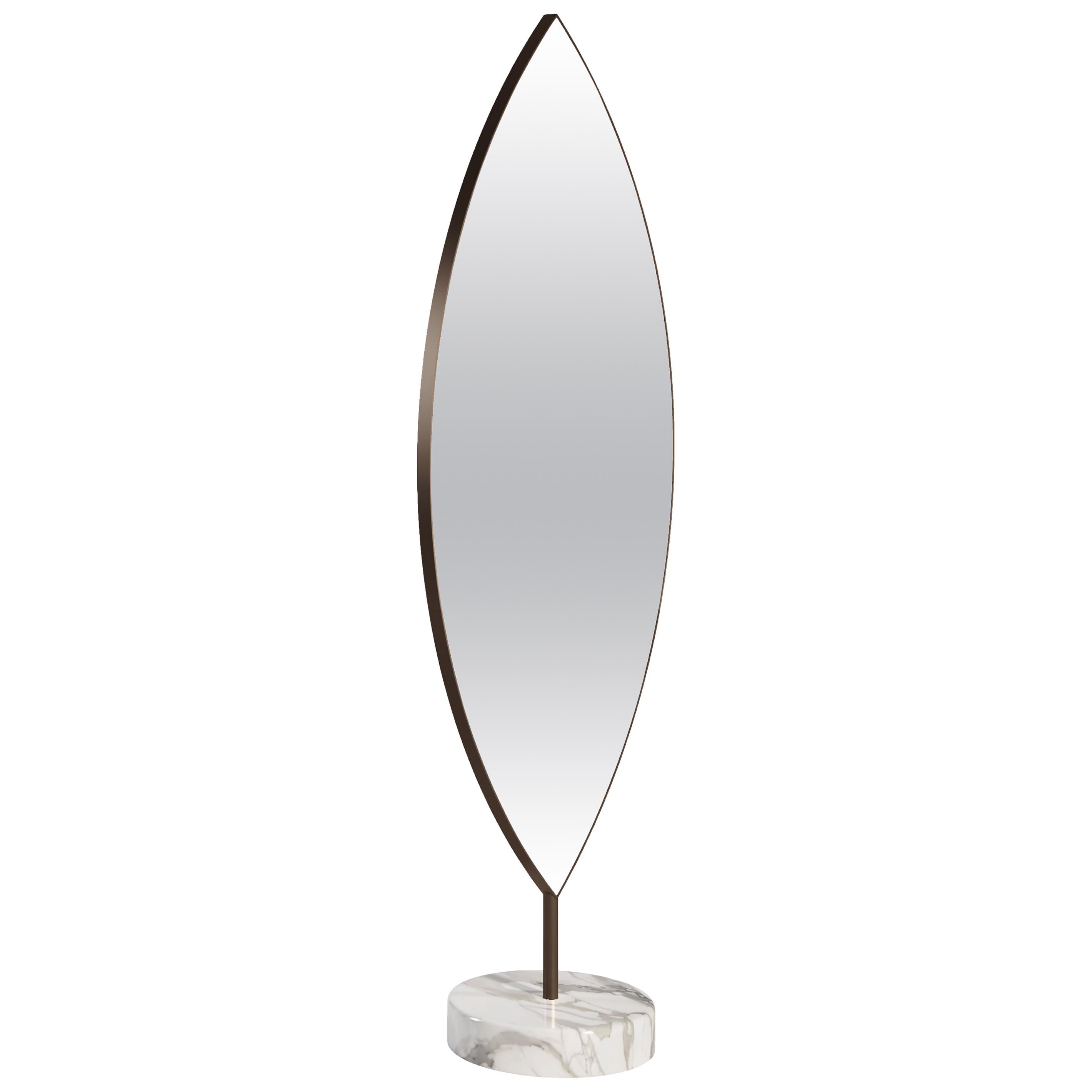 Aglaia Contemporary Mirror in Metal and Marble For Sale