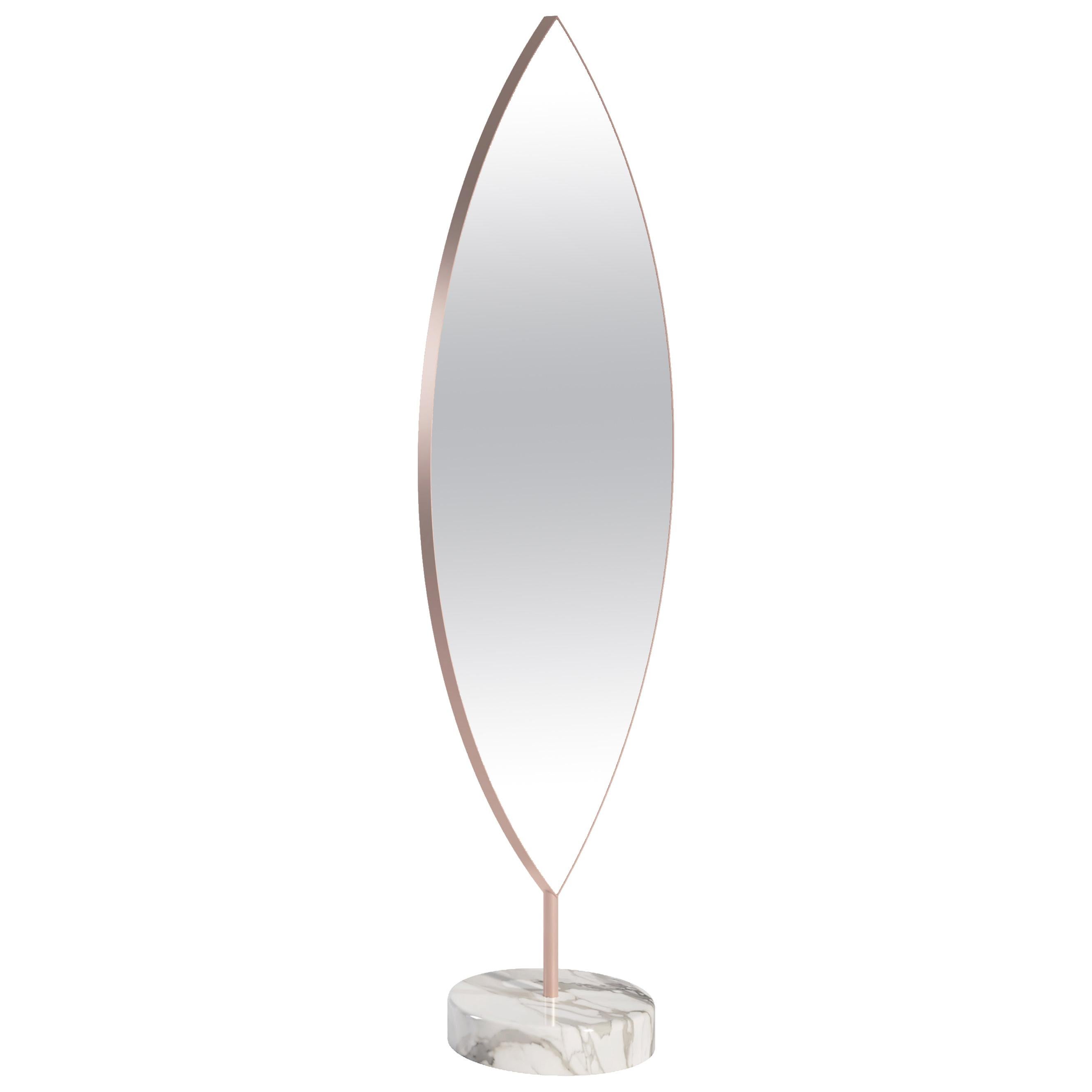 AGLAIA Contemporary Mirror in Metal and Marble For Sale