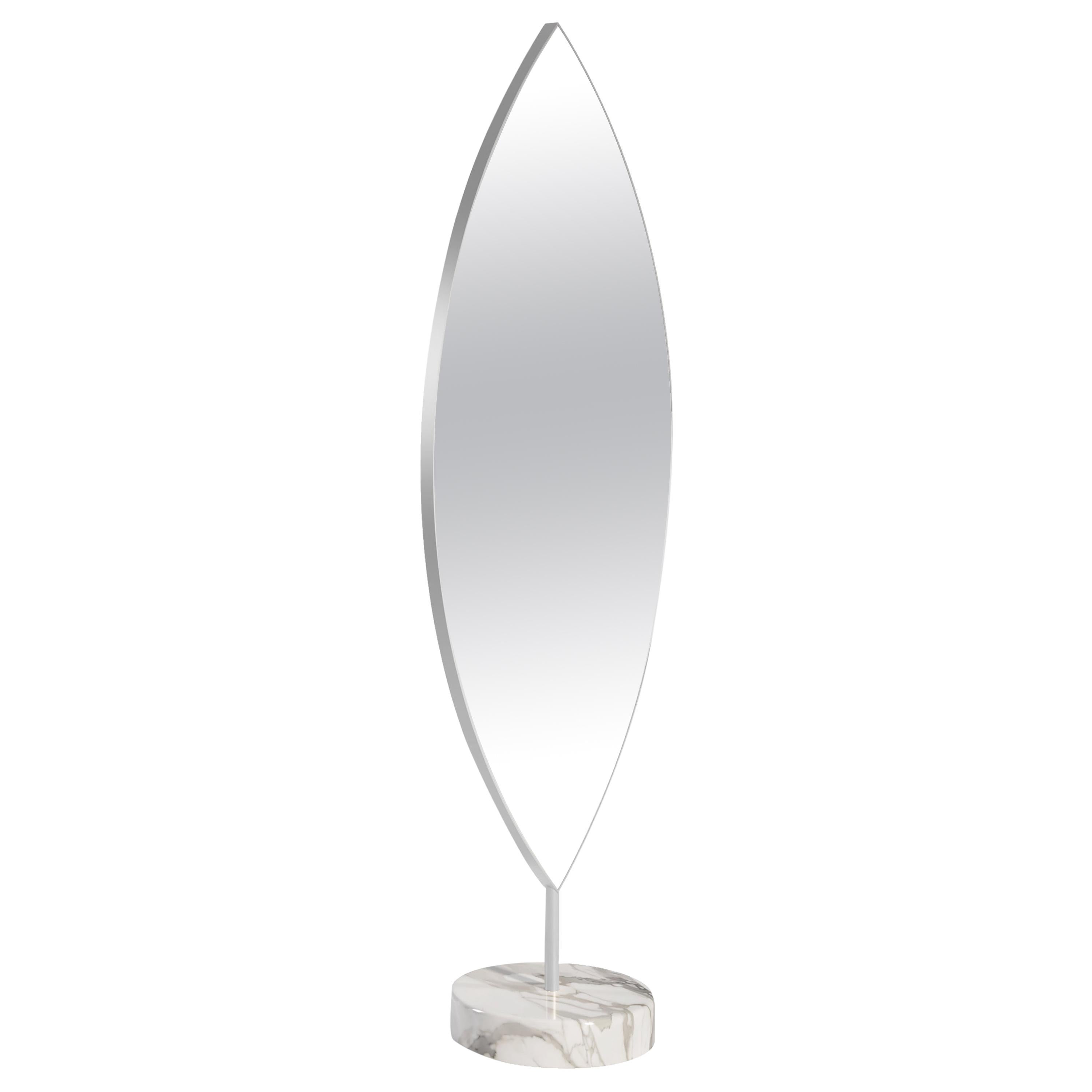 Aglaia Contemporary Mirror in Metal and Marble For Sale