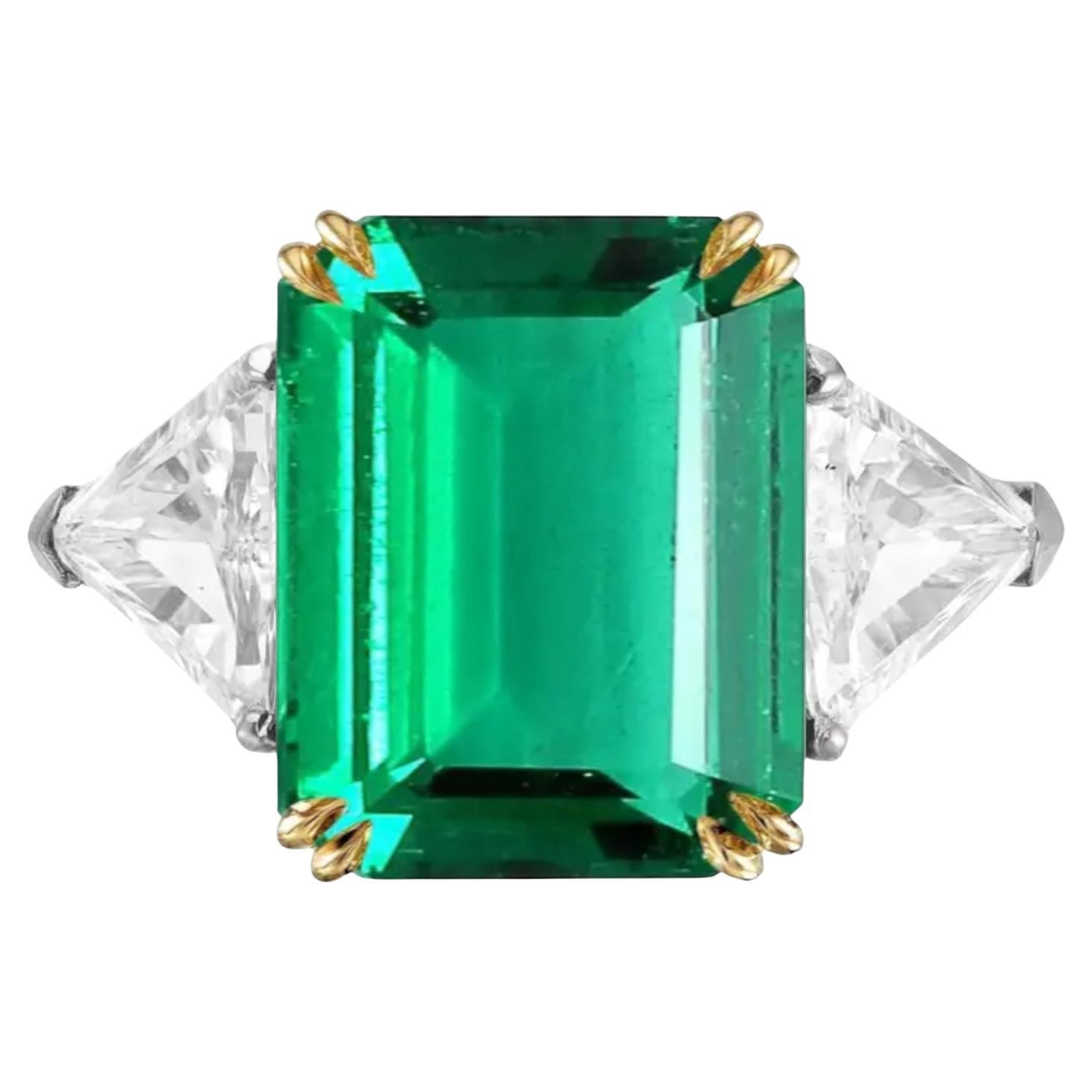 AGLCertified 13.35 Carat Vivid Green  Emerald Diamond Ring