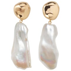AGMES Baroque Freshwater Pearl Gold Vermeil Organic Drop Earrings