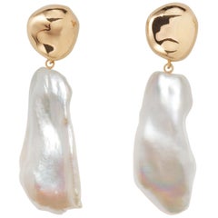 Agmes Baroque Freshwater Pearl Gold Vermeil Organic Drop Earrings