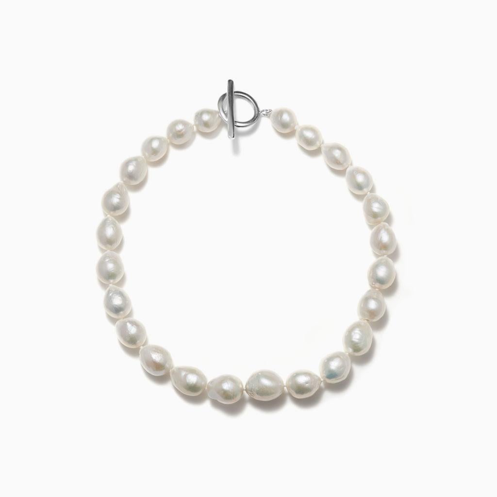 Agmes Baroque Pearl Necklace with Removable Sterling Silver Sculptural Pendant In New Condition In New York, NY