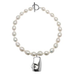 Agmes Baroque Pearl Necklace with Removable Sterling Silver Sculptural Pendant