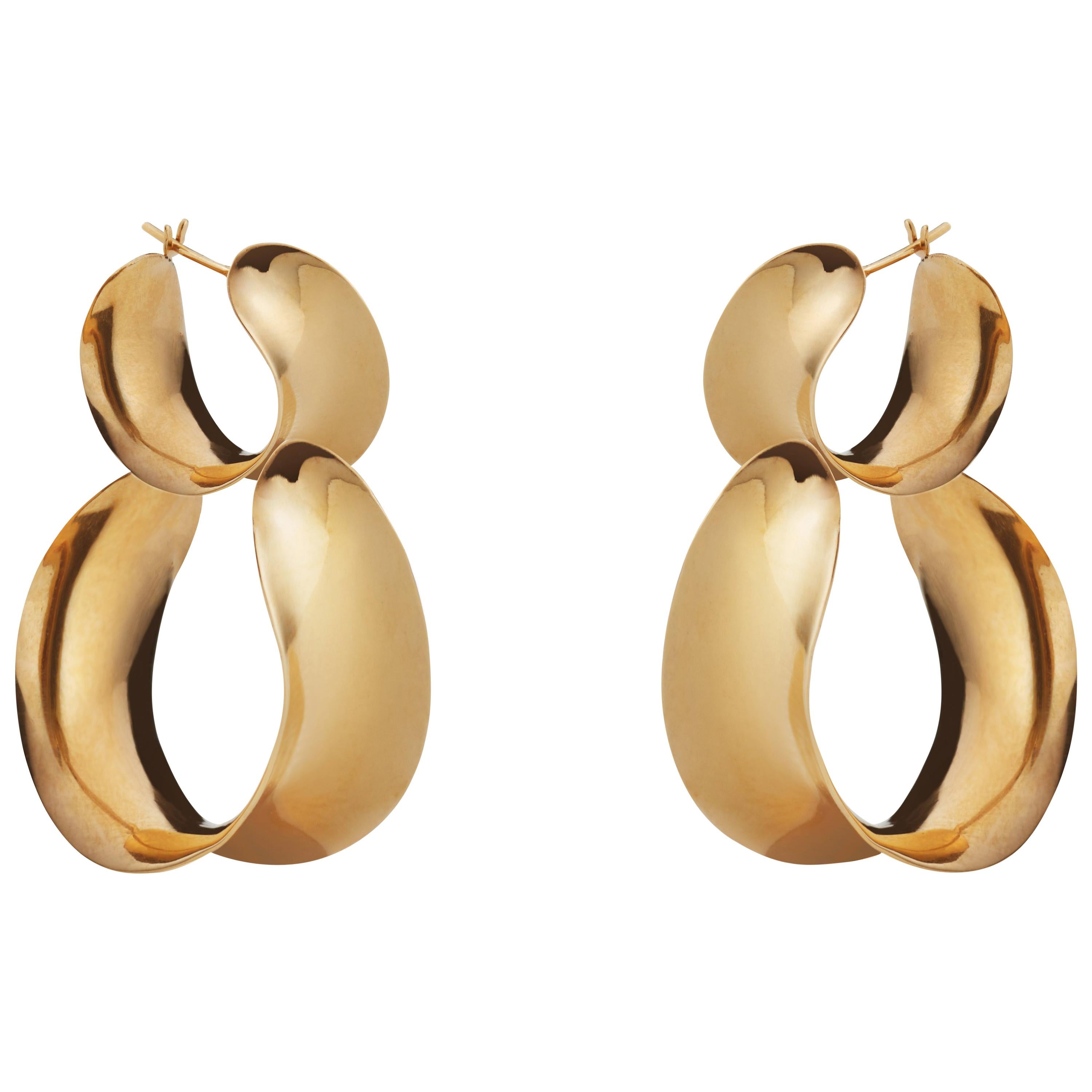 AGMES 18kt Gold Vermeil Double Hoop Layered Curve Earrings