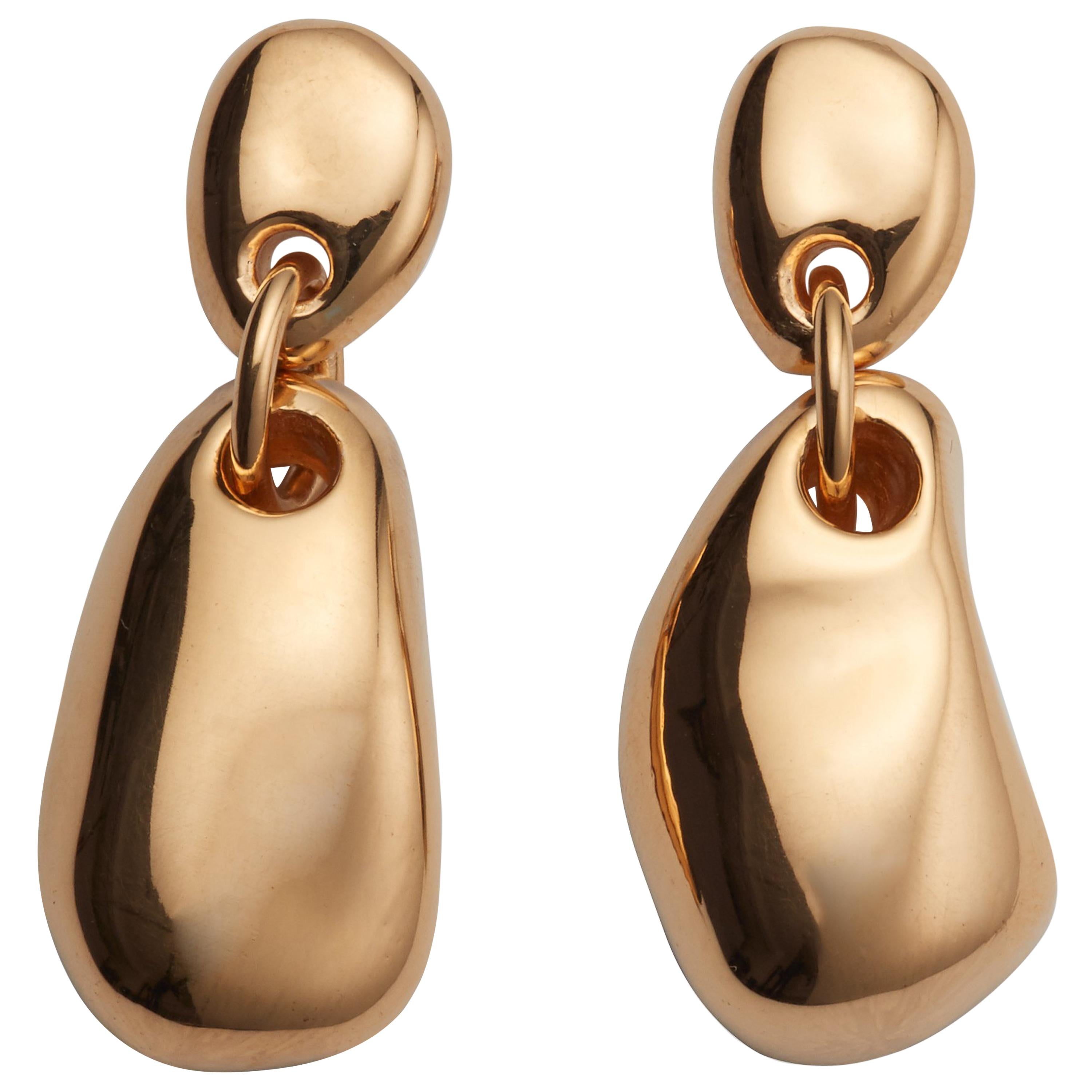 AGMES Gold Vermeil Organic Sculptural Drop Earrings 