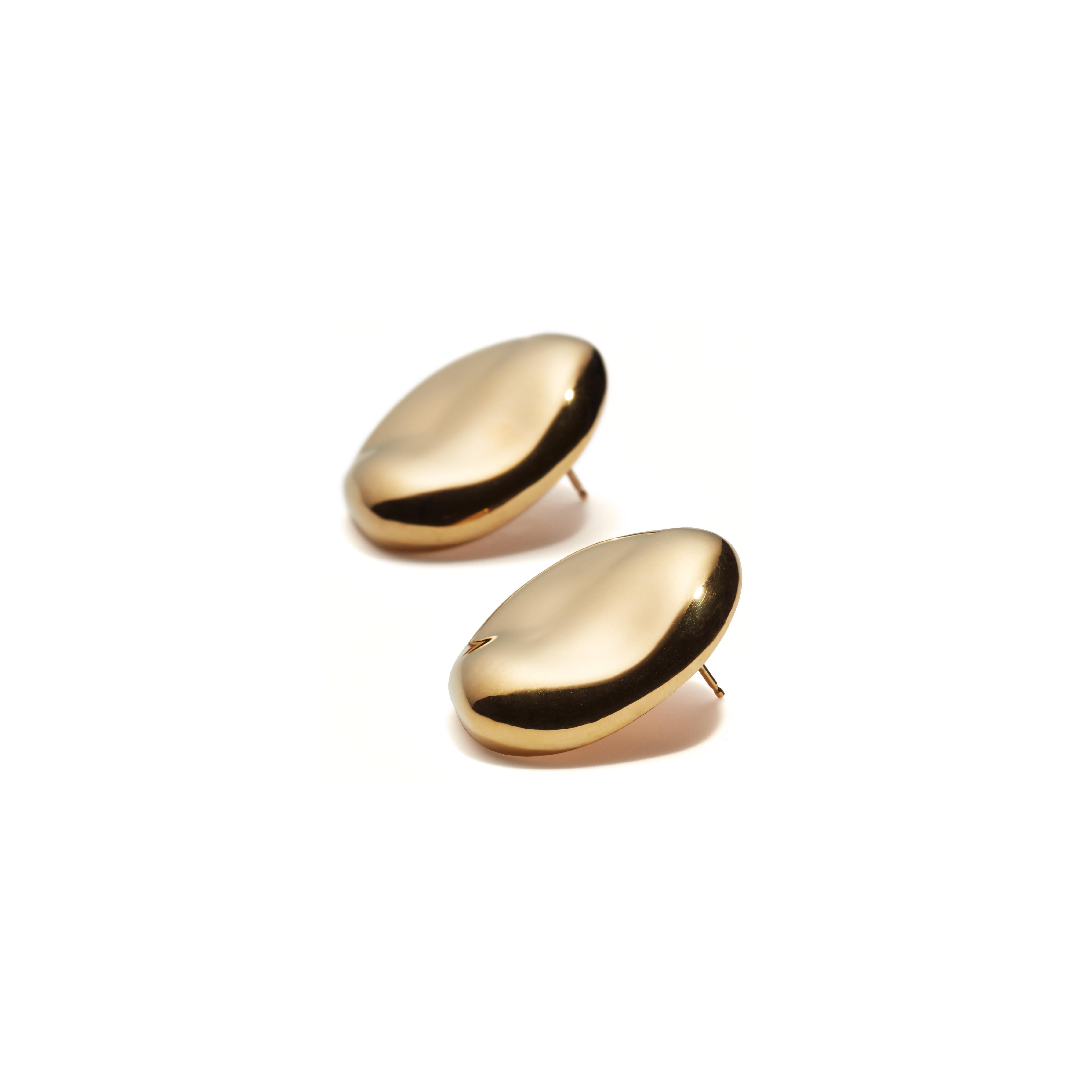 AGMES Gold Vermeil Large Organic Shape Statement Stud Earrings.
Sterling Silver post.
Handmade in NYC.  
Inspired by urban landscapes, architecture and modern art, the collection creates a feminine geometry expressed through clean lines and